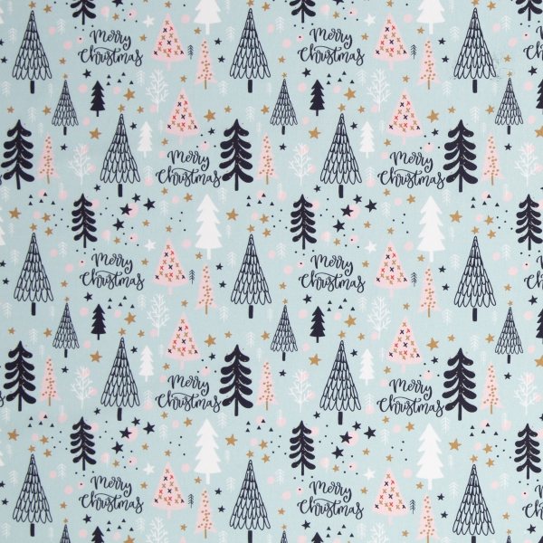 Baumwolldruck  Noel Merry Christmas hellmint 349261