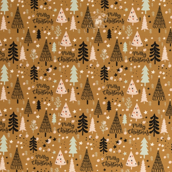 Baumwolldruck  Noel Merry Christmas ocker 349315