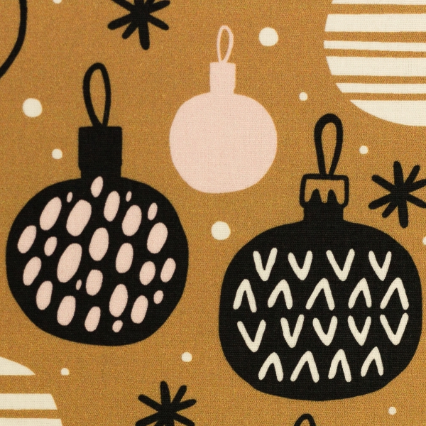 Baumwolldruck  Noel Weihnachtskugeln ocker 359315