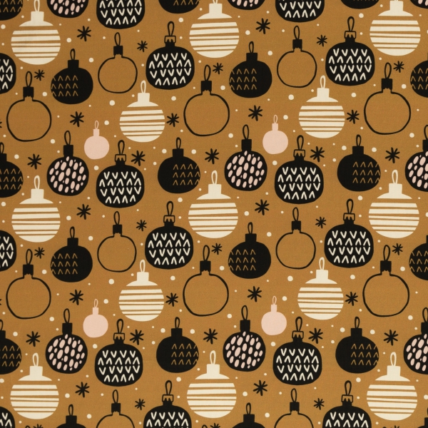 Baumwolldruck  Noel Weihnachtskugeln ocker 359315