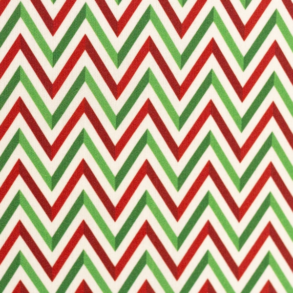 Baumwolldruck  Noel Chevron rot/naturweiß/grün 545365