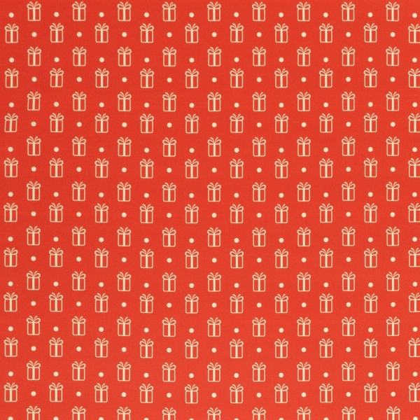Baumwolldruck  Noel Geschenke/Punkte auf rot 550636