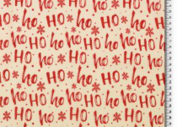 Baumwolle Hohoho rot auf beige