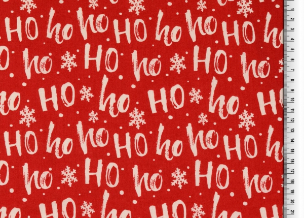 Baumwolle Hohoho beige auf rot