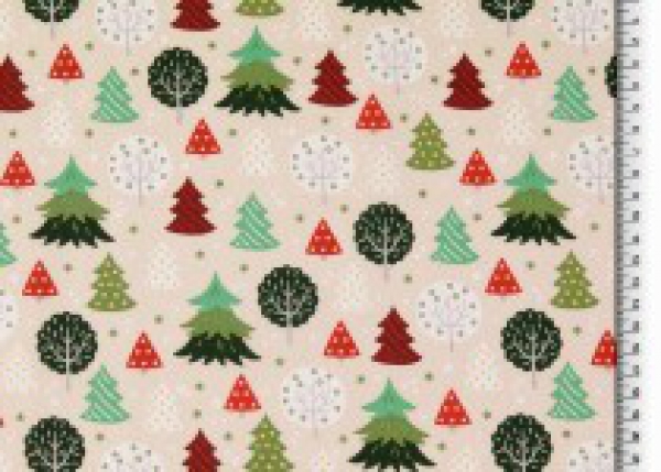 Baumwolle Weihnachten Weihnachtsbäume auf beige