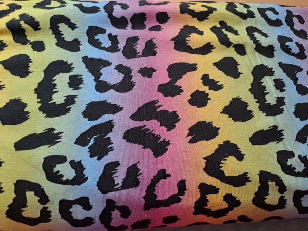 Baumwoll Jersey Regenbogen Leopard