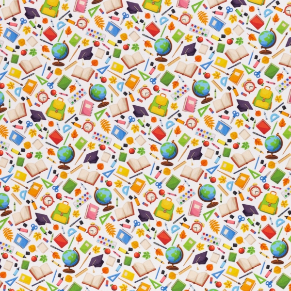 Baumwolle Kim Schulsachen weiß