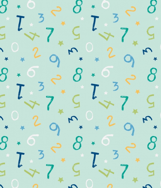 Baumwolldruck Buchstaben auf mint