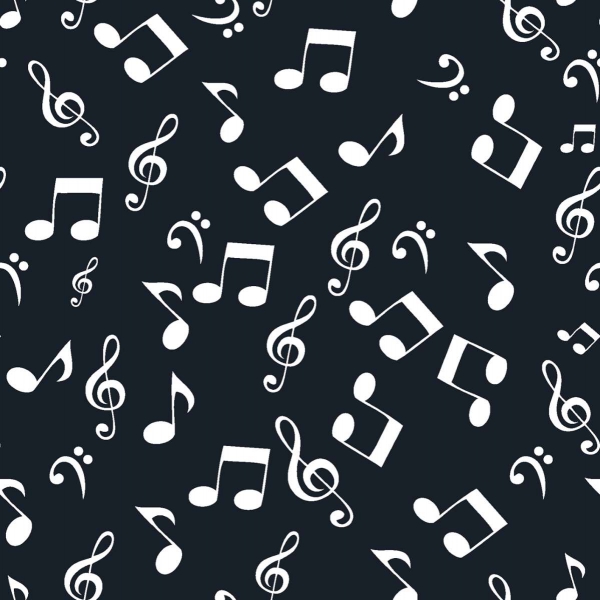 Baumwolle Noten weiß auf schwarz