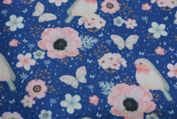 Musselin Rotkehlchen blau