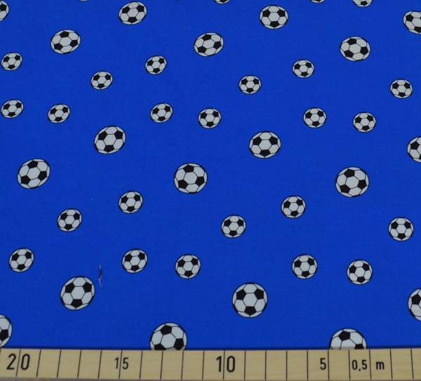 Baumwolldruck Fußbälle auf blau