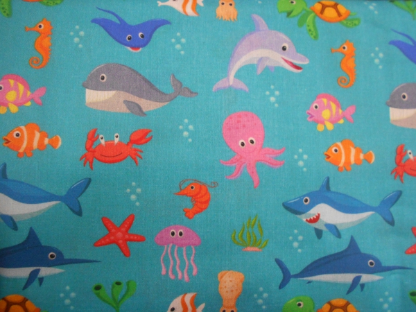 Baumwolle Meeresbewohner auf türkis