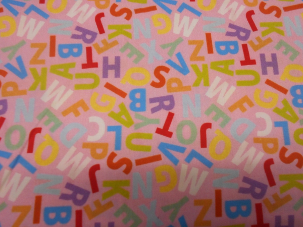 Baumwolldruck  Buchstaben ABC  rosa