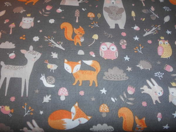 Baumwolldruck  Waldtiere