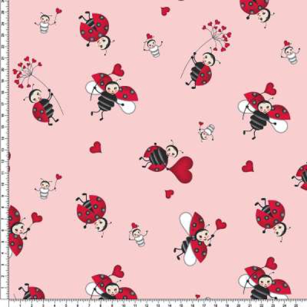 Baumwolljersey Lilli Marienkäfer rosa
