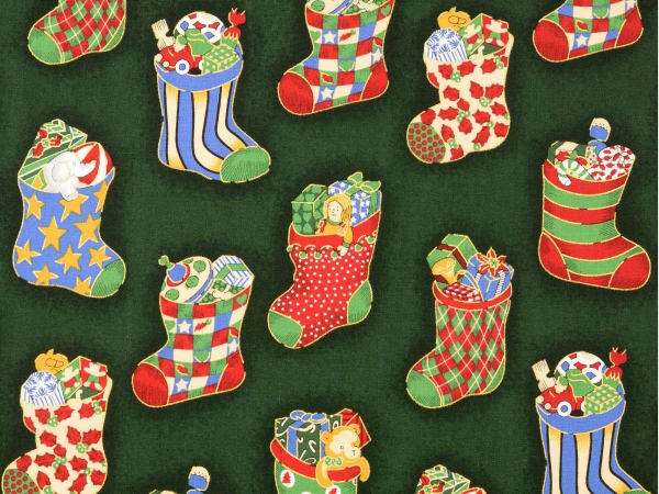 Baumwolle Weihnachten, Stiefel auf grün